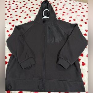 Athletic Black Hooded Jacket with Pockets! Size 10-12 Youth Husky! Like New!